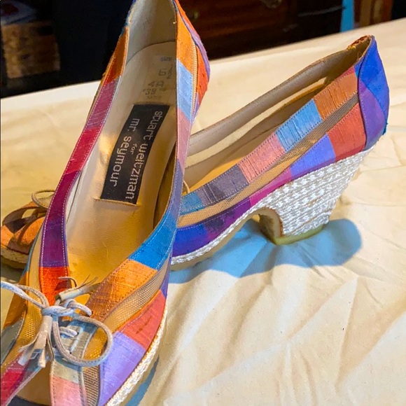 Vintage Stuart Weitzman Plaid Wedge Shoes